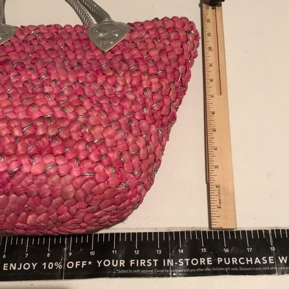Straw Solutions pink drawstring beach bag / handbag GREAT SUMMER BAG NWT - Picture 5 of 14